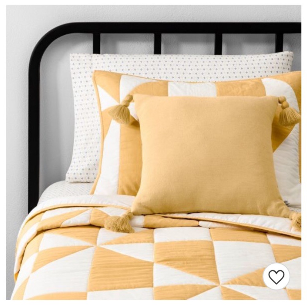 Hearth and Hand yellow tassel pillow